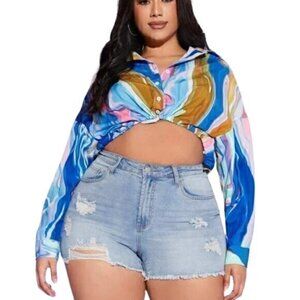 [Shein Curve] Hi Rise Cut Off Shorts - Size 3X